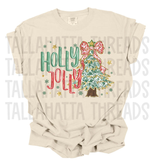 Holly Jolly | Sweatshirt & Tee | Tan