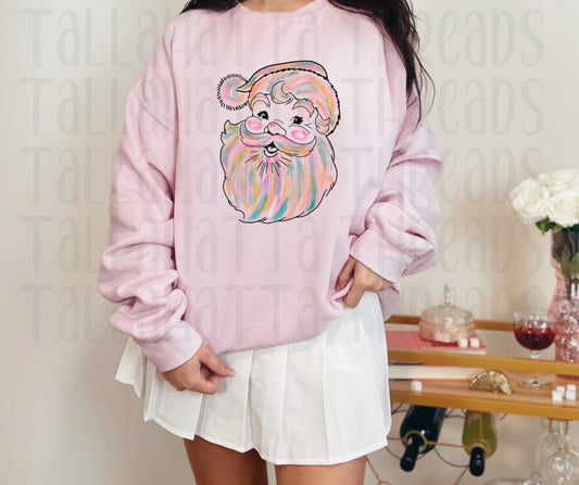 Watercolor Santa | Sweatshirt & Tee | Light Pink