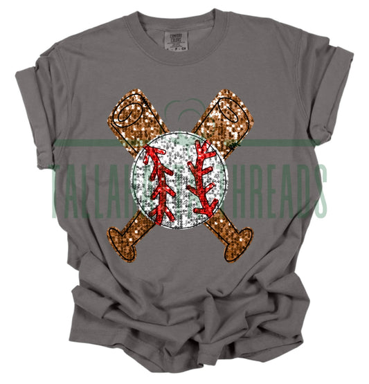 Glitter Baseball & Bats | Tee