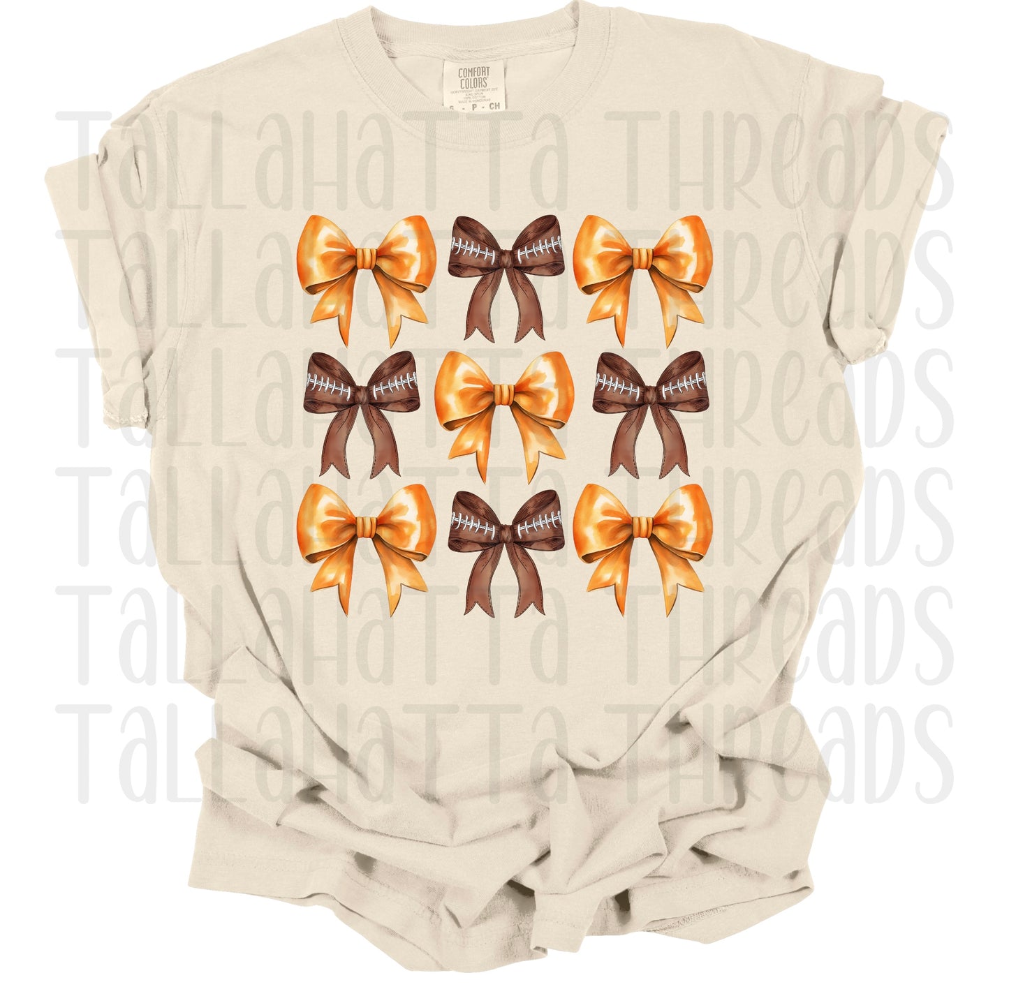 Football Coquette | Orange Bows | Comfort Colors | Tee