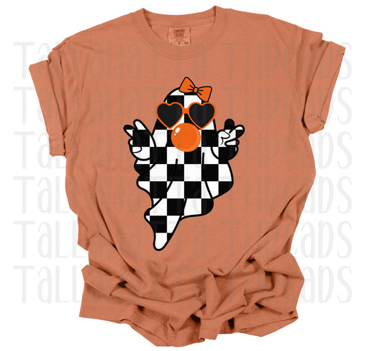 Checkered Ghost | Black | Comfort Colors | Tee