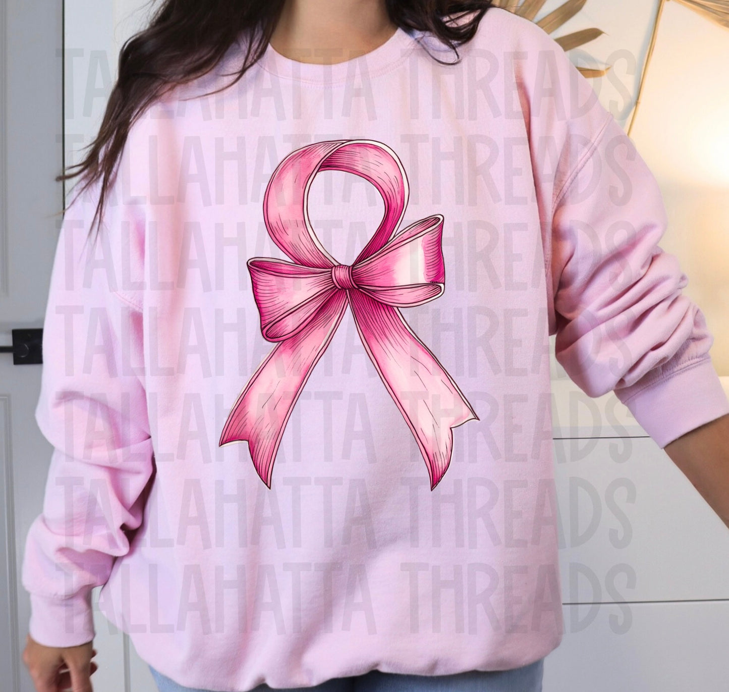 Breast Cancer Awareness Bow Ribbon | Gildan | Sweatshirt