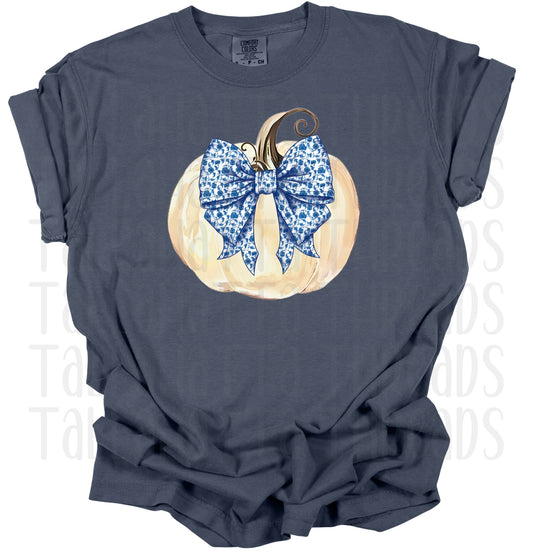 Blue Bow Pumpkin | Comfort Colors | Tee