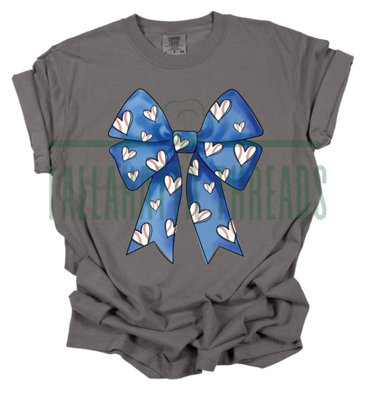 Blue Baseball Bow | Tee