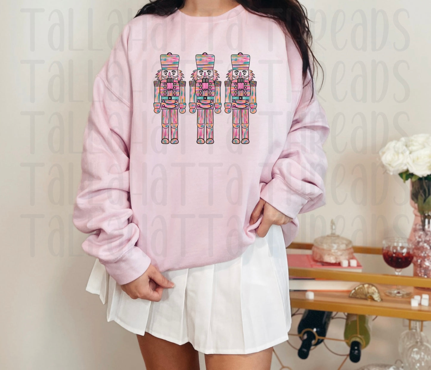 Watercolor Nutcracker | Sweatshirt & Tee | Light Pink