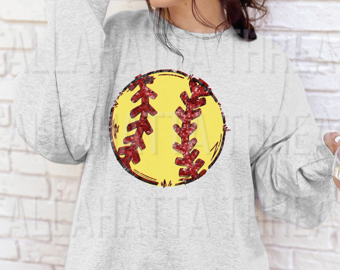 Faux Sequin Softball | Sweatshirt