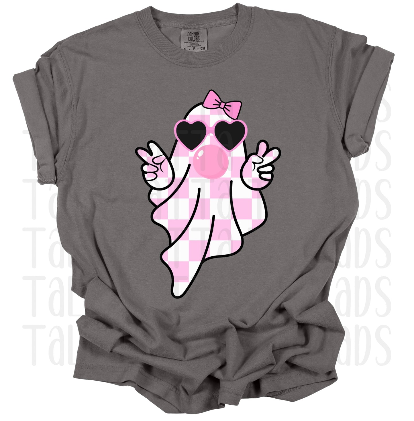 Checkered Ghost | Pink | Comfort Colors | Tee